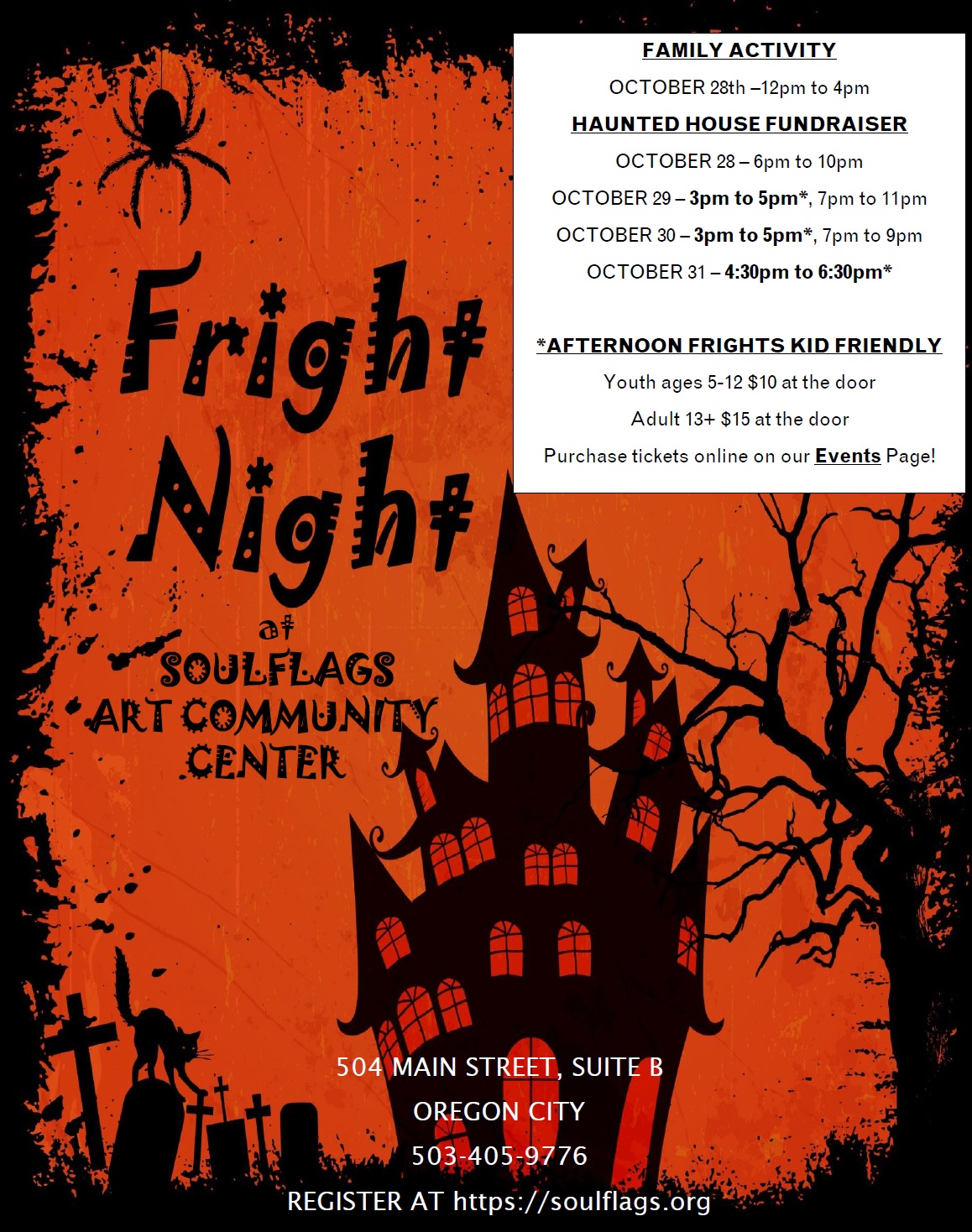 Soulflags Fright Night Haunted House Fundraiser Family Friendly